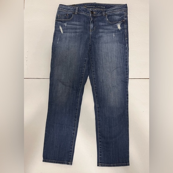 Lauren Conrad Women’s Size 8 Ankle Jeans Medium Blue Denim Light Distress - Picture 1 of 12